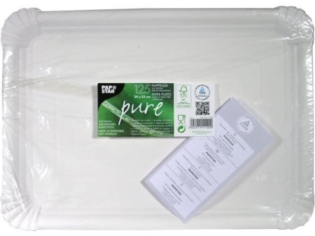 PAPSTAR Assiette en carton 'pure' rectangulaire, blanc