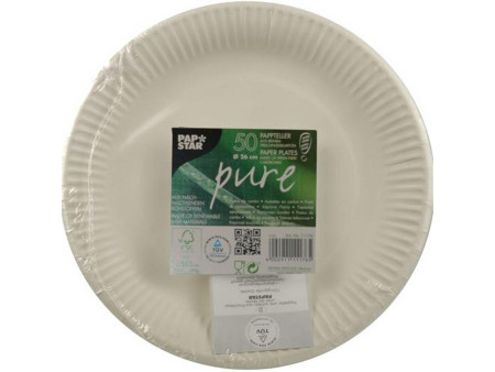 PAPSTAR Assiette en carton 'pure', rond, 260 mm, blanc