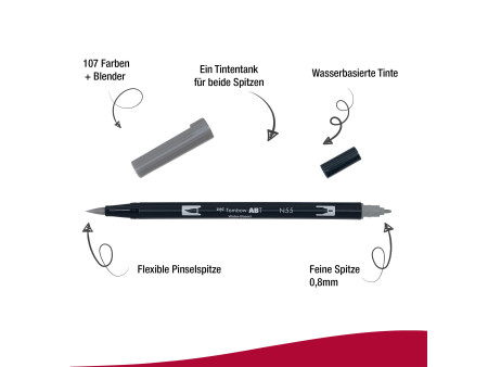 Tombow Feutre double pointe 'DUAL BRUSH PEN ABT' cool grey 7