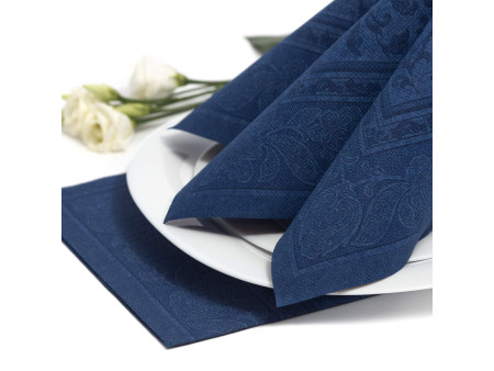 PAPSTAR Serviette 'ROYAL Collection Ornaments', bleu foncé