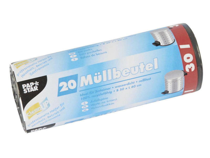 STARPAK Sac poubelle LDPE, 30 litres, gris