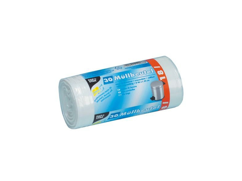 STARPAK Sac poubelle LDPE, 18 litres, blanc