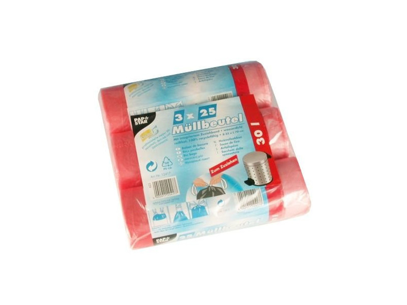 STARPAK Sac poubelle HDPE à liens coulissants, 30 litres