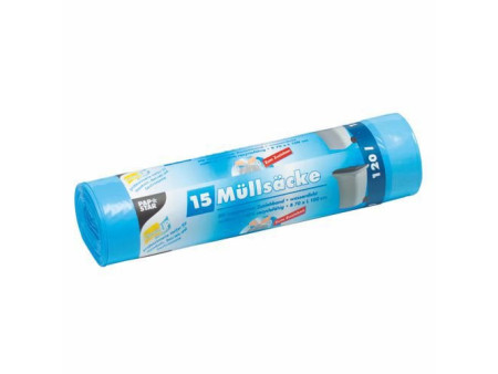 STARPAK Sac poubelle LDPE, à lien coulissant, 120 L, bleu