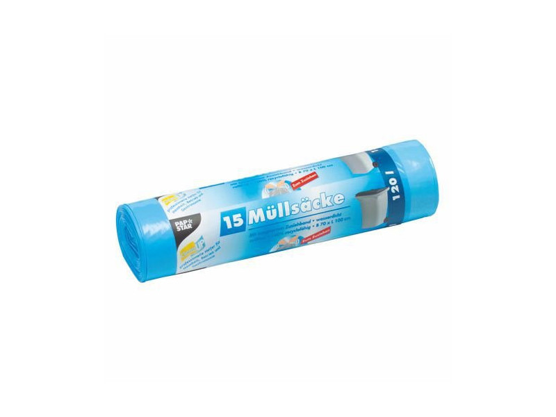 STARPAK Sac poubelle LDPE, à lien coulissant, 120 L, bleu