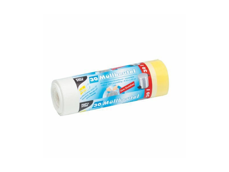 STARPAK Sac poubelle LDPE, avec cordon, 30 litres, blanc