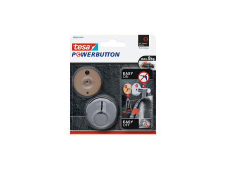 tesa Powerbutton Crochet adhésif Universal small, chrome