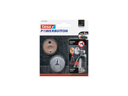 tesa Powerbutton Crochet adhésif Universal small, chrome