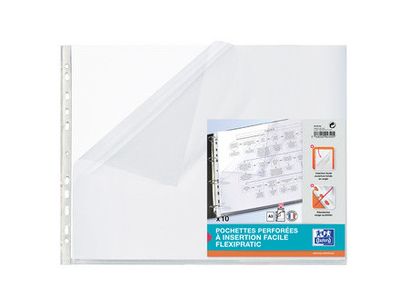 Oxford Pochette perforée, A3 paysage, PP, transparent lisse
