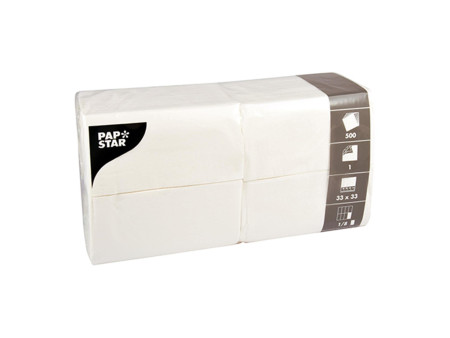 PAPSTAR Serviettes Bistro, 330 x 330 mm, 1 couche, blanc