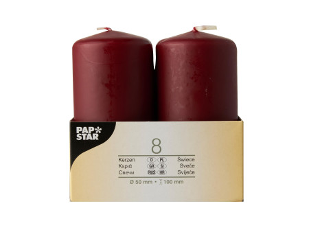 STARPAK Bougie cylindrique, diamètre: 50 mm, bordeaux