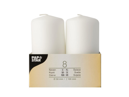 STARPAK Bougie cylindrique, diamètre: 50 mm, blanc