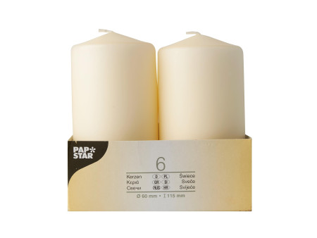 STARPAK Bougie cylindrique, diamètre: 60 mm, crème