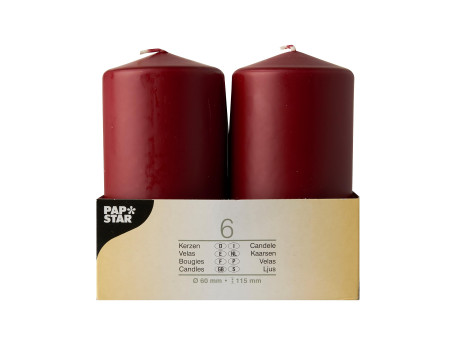 STARPAK Bougie cylindrique, diamètre: 60 mm, bordeaux