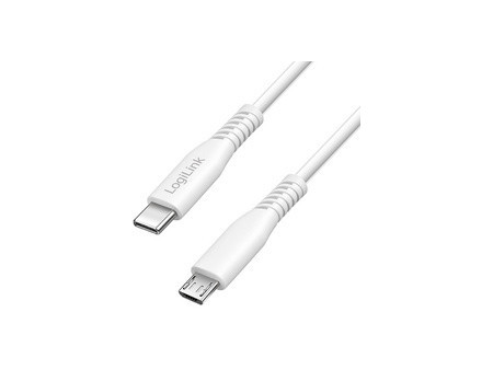 LogiLink Câble USB 2.0, USB-C - micro USB-B, 0,3 m, blanc