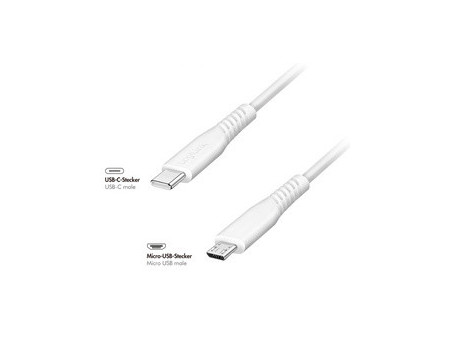 LogiLink Câble USB 2.0, USB-C - micro USB-B, 0,3 m, blanc