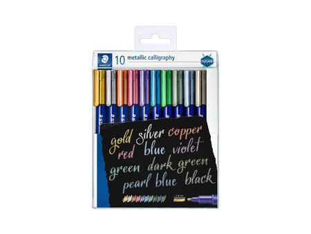 STAEDTLER Marqueur permanent metallic calligraphy, étui 10