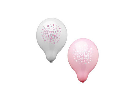 PAPSTAR Ballons de baudruche 'It's a Girl', rose / blanc
