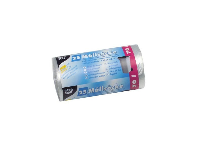STARPAK Sac poubelle HDPE, 70 litres, transparent