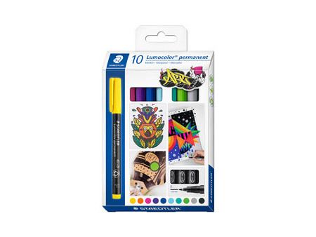 STAEDTLER Marqueur permanent 318F Lumocolor, étui de 10