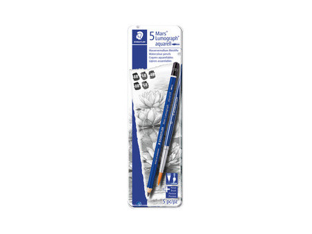 STAEDTLER Mars Crayon Lumograph aquarell, étui en métal de 6