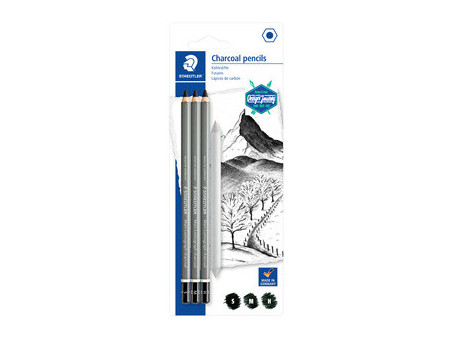 STAEDTLER Crayon fusain Mars Lumograph charcoal blister de 4