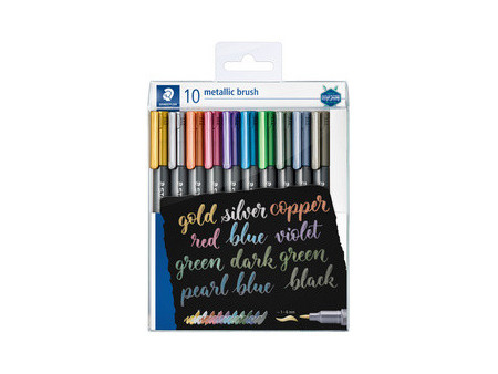 STAEDTLER Feutre pinceau metallic brush, étui de 10