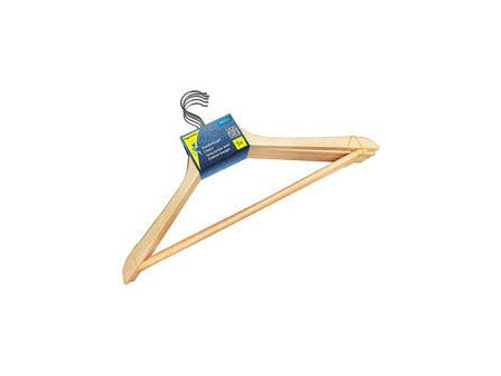 Peggy Perfect Cintre en bois avec barre, paquet de 5, nature