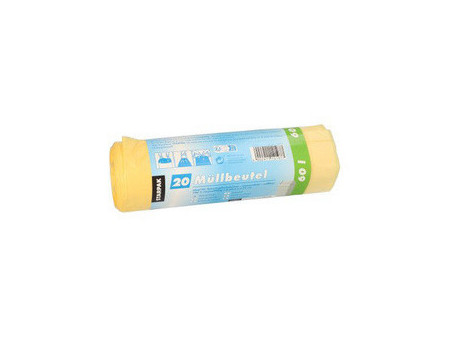 STARPAK Sac poubelle LDPE à liens coulissants, 60 L, jaune