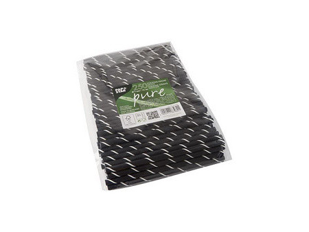 PAPSTAR Paille en papier 'pure', 150 mm, noir / blanc