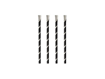 PAPSTAR Paille en papier avec cuiller 'pure', 200 mm, noir