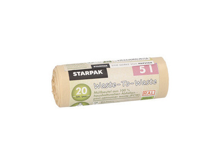 STARPAK Sac poubelle 'Waste-to-Waste', 5 litres, marron
