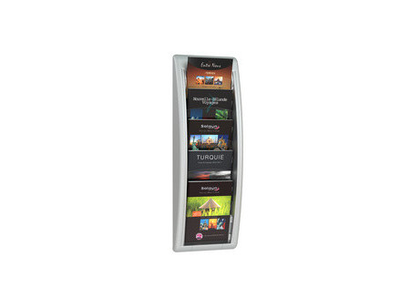 PAPERFLOW Porte-brochures mural Quick fit, A5, gris alu