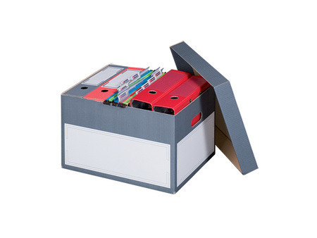 smartboxpro Boîte d'archives/transport L, à couvercle, gris
