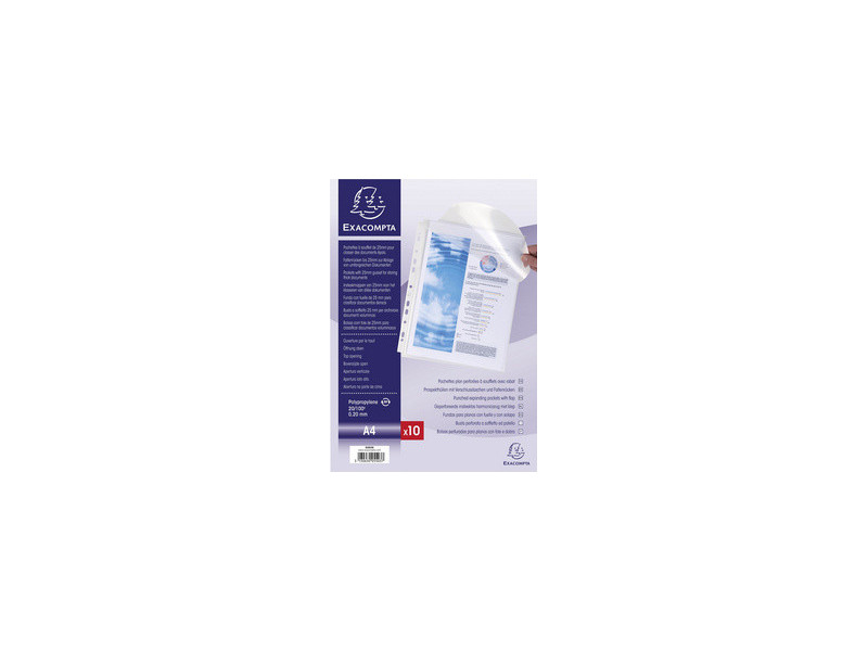 EXACOMPTA Pochette à soufflet perforée avec rabat, A4, PP