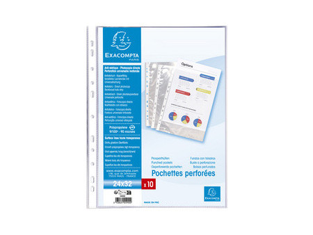 EXACOMPTA Pochette perforée, A4+, PP, transparent lisse