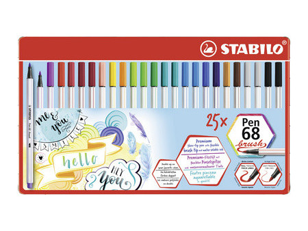 STABILO Feutre pinceau Pen 68 brush, étui en métal de 15