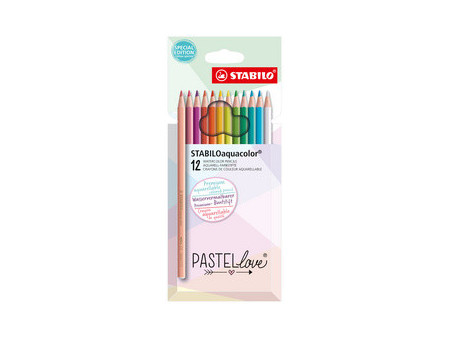 STABILO Crayon de couleur aquacolor Pastellove, étui de 12