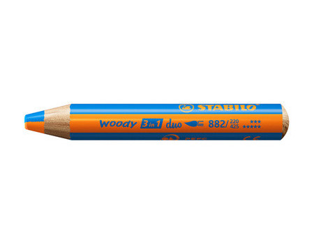 STABILO Crayon multi-talents woody 3en1 duo, jaune/bleu cyan