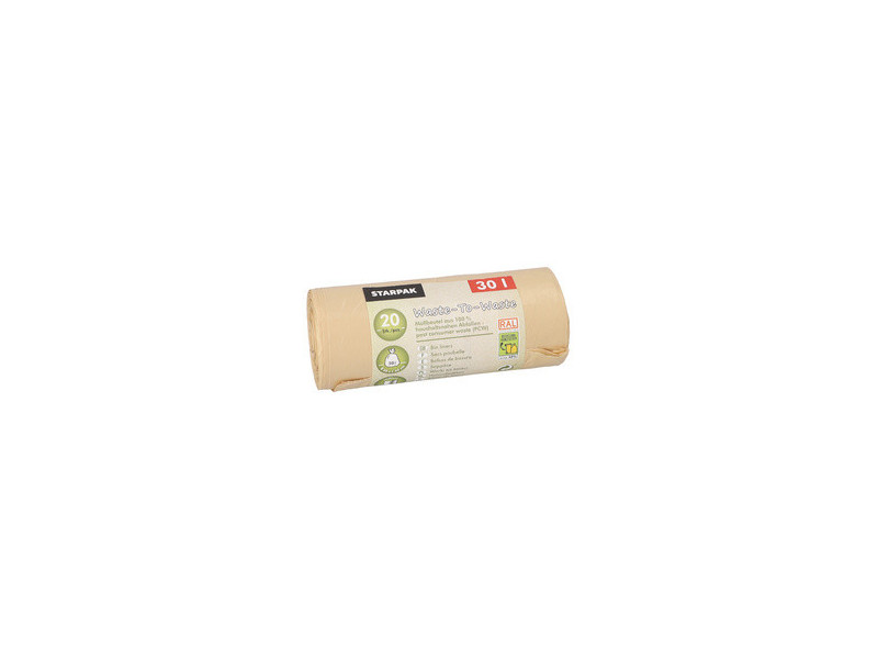 STARPAK Sac poubelle 'Waste-to-Waste', 30 litres, marron