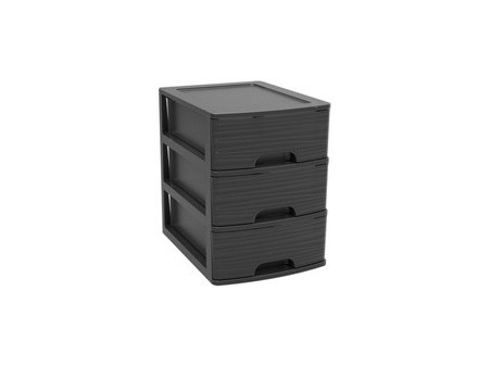 EDA Module de classement STONE, A5, 3 tiroirs, PP, noir