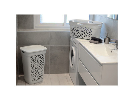 EDA Panier à linge ALMERIA, avec couvercle, 60 L, blanc