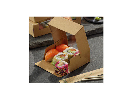 PAPSTAR Sushibox 'pure', dimensions: 195 x 140 x 45 mm, brun