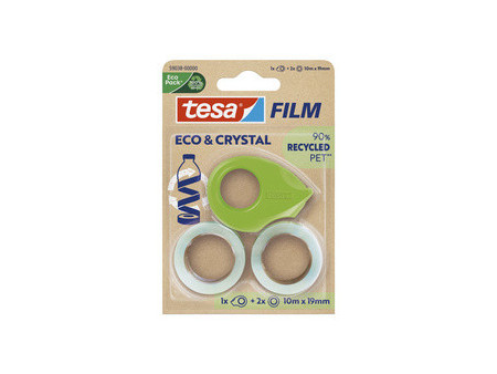 tesa Film ruban adhésif CRYSTAL RECYCLED + dévidoir, blister
