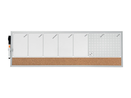 nobo Planning hebdomadaire combiné, tableau blanc/liège