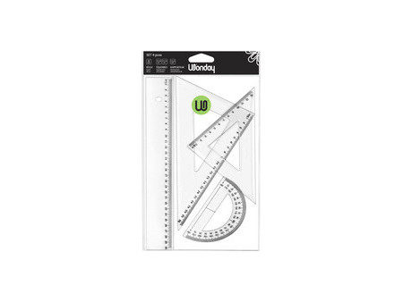 Wonday Set de géometrie ECO, 4 pièces, transparent