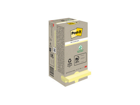 Post-it Bloc-note adhésif Recycling notes, 51 x 38 mm, jaune