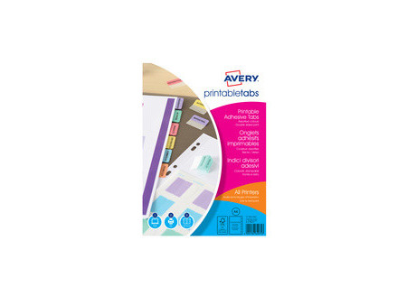 AVERY Onglets adhésifs personnalisables, A4, assorti