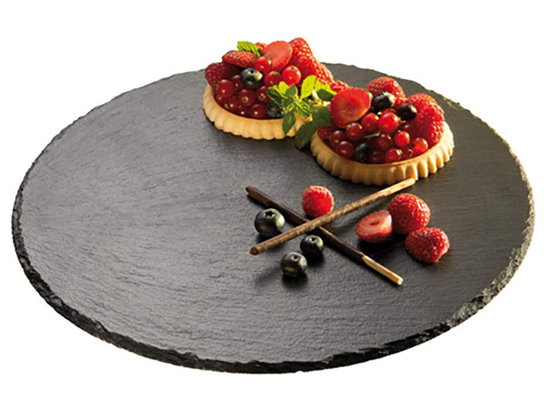 APS Plat à tarte en ardoise naturelle, rond, anthracite