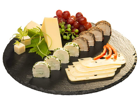 APS Plat à tarte en ardoise naturelle, rond, anthracite